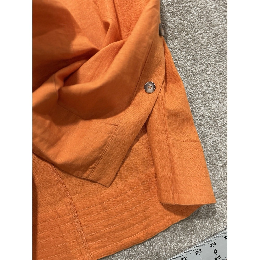 NEW For Cynthia Women's XL Sleeveless Dress w/ Pockets Orange Linen Blend Dress - Picture 6 of 13